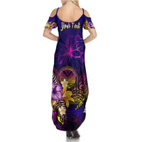Marshall Islands Family Matching Summer Maxi Dress and Hawaiian Shirt Whale Hibiscus Polynesian
