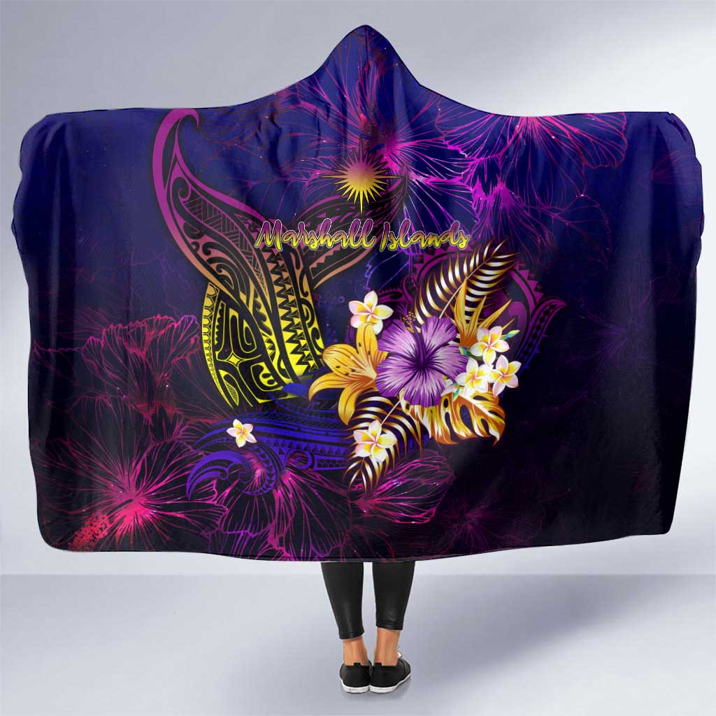 Marshall Islands Hooded Blanket Whale Hibiscus Polynesian DT02 One Size Purple - Polynesian Pride