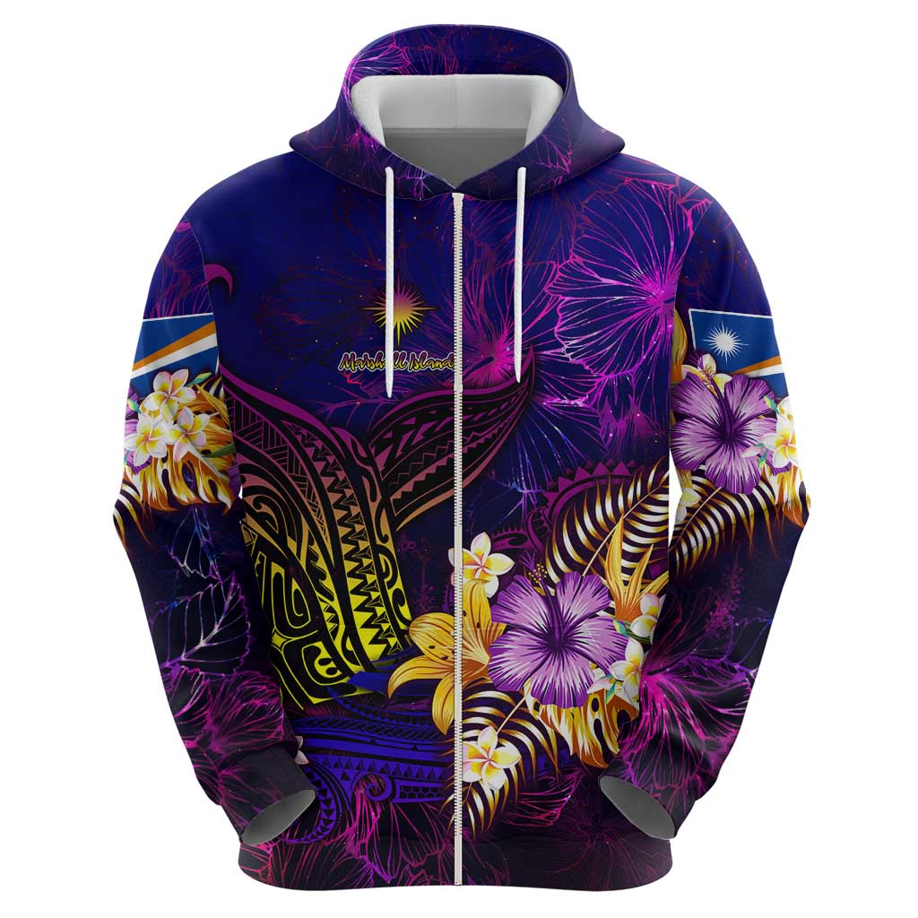 Marshall Islands Hoodie Whale Hibiscus Polynesian
