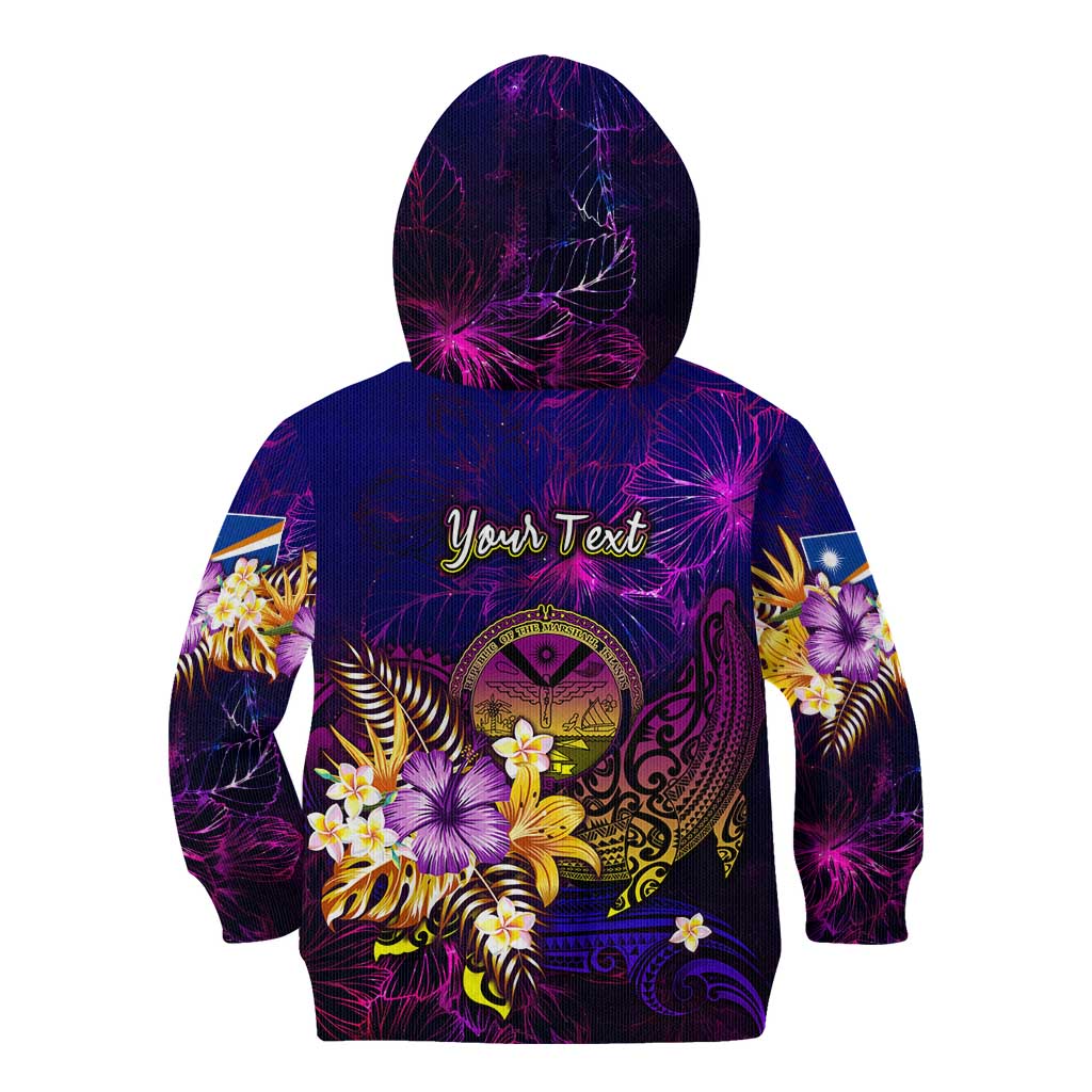 Marshall Islands Kid Hoodie Whale Hibiscus Polynesian