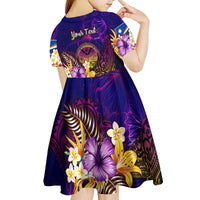 Marshall Islands Kid Short Sleeve Dress Whale Hibiscus Polynesian