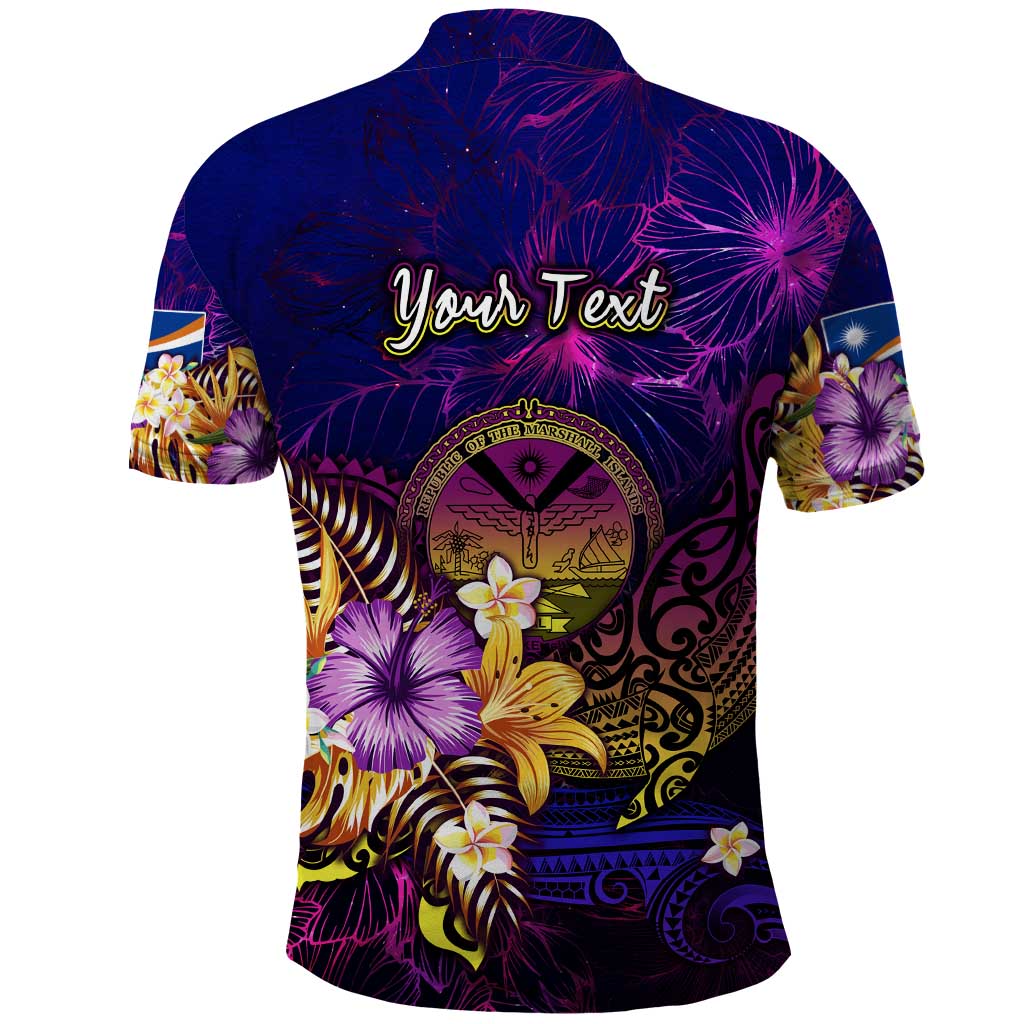 Marshall Islands Polo Shirt Whale Hibiscus Polynesian