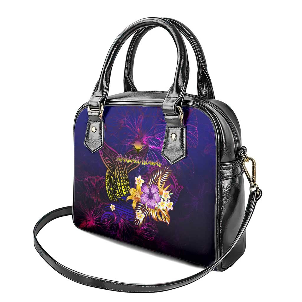 Marshall Islands Shoulder Handbag Whale Hibiscus Polynesian