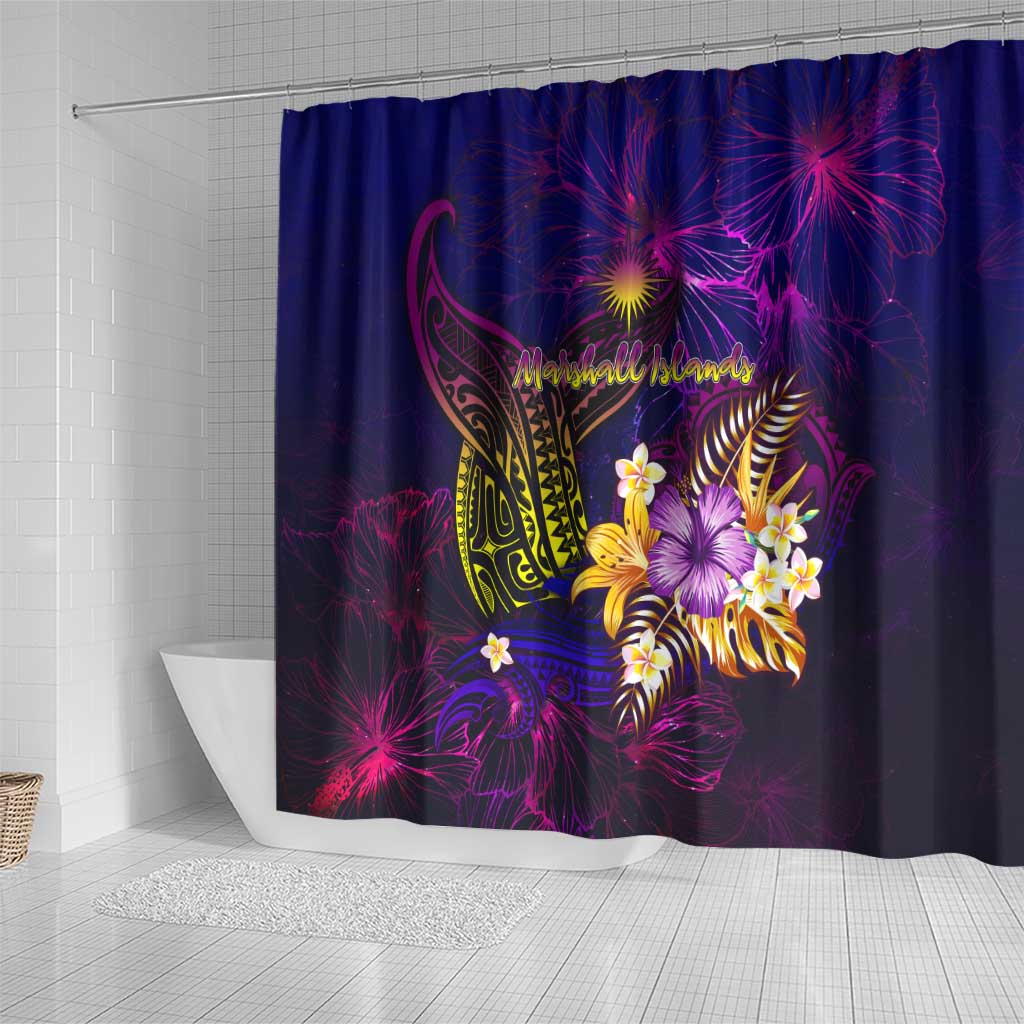 Marshall Islands Shower Curtain Whale Hibiscus Polynesian