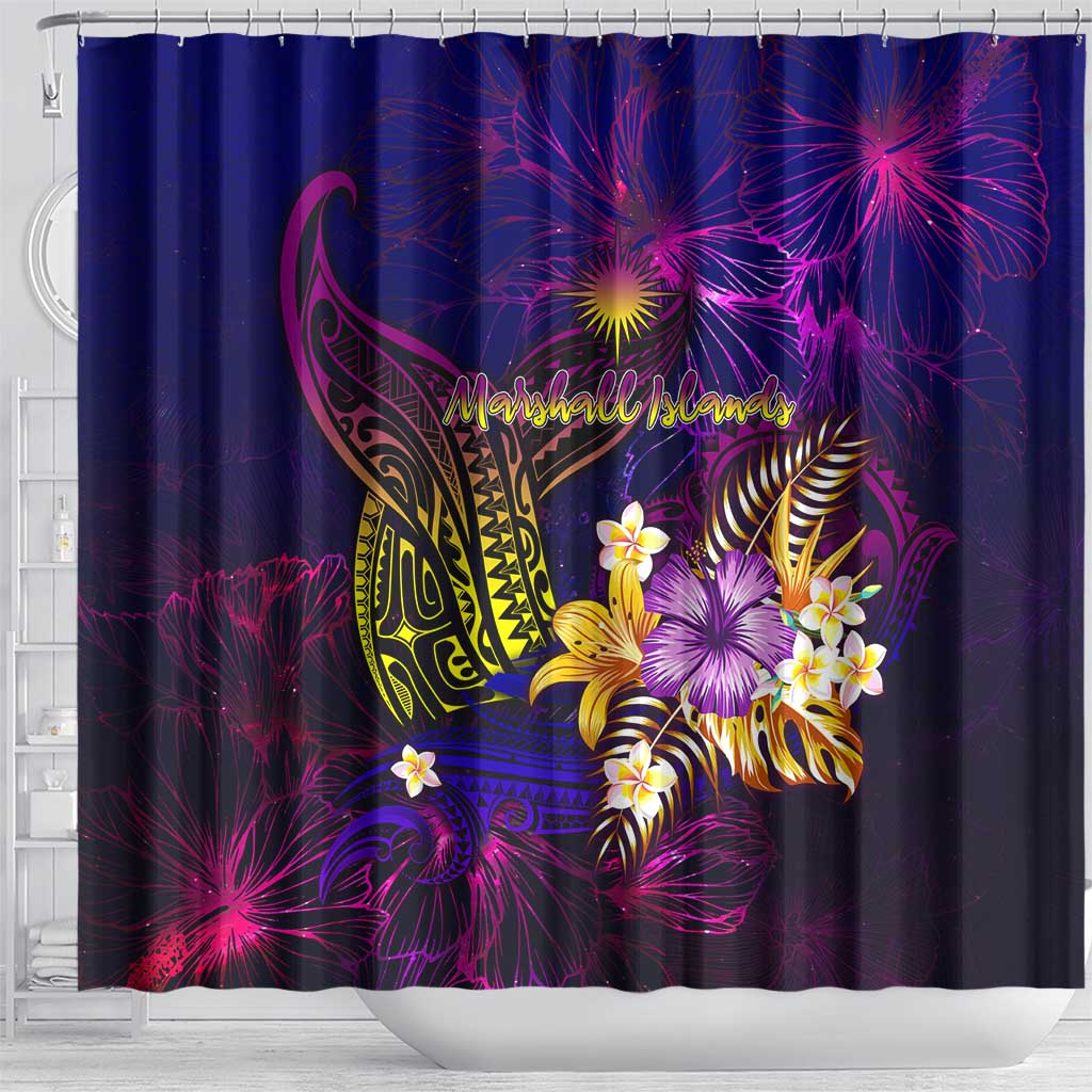 Marshall Islands Shower Curtain Whale Hibiscus Polynesian
