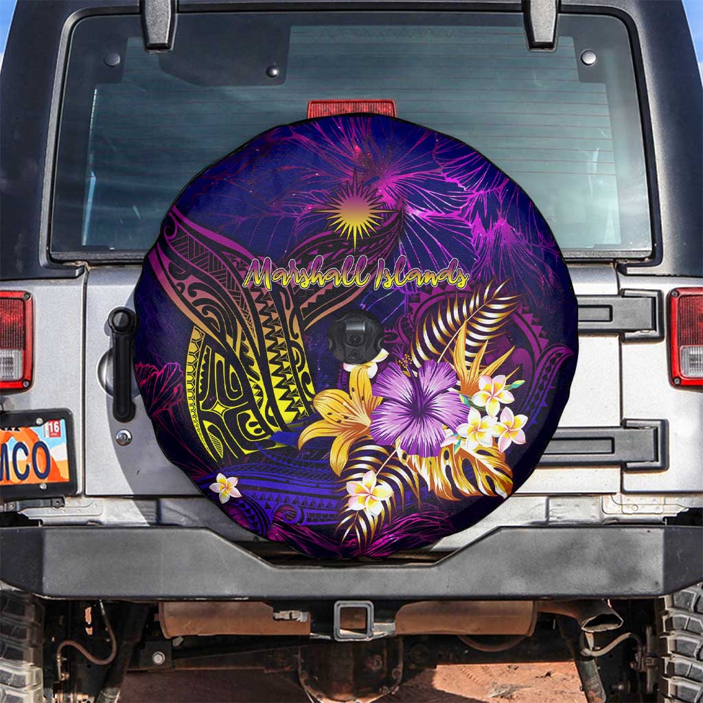 Marshall Islands Spare Tire Cover Whale Hibiscus Polynesian