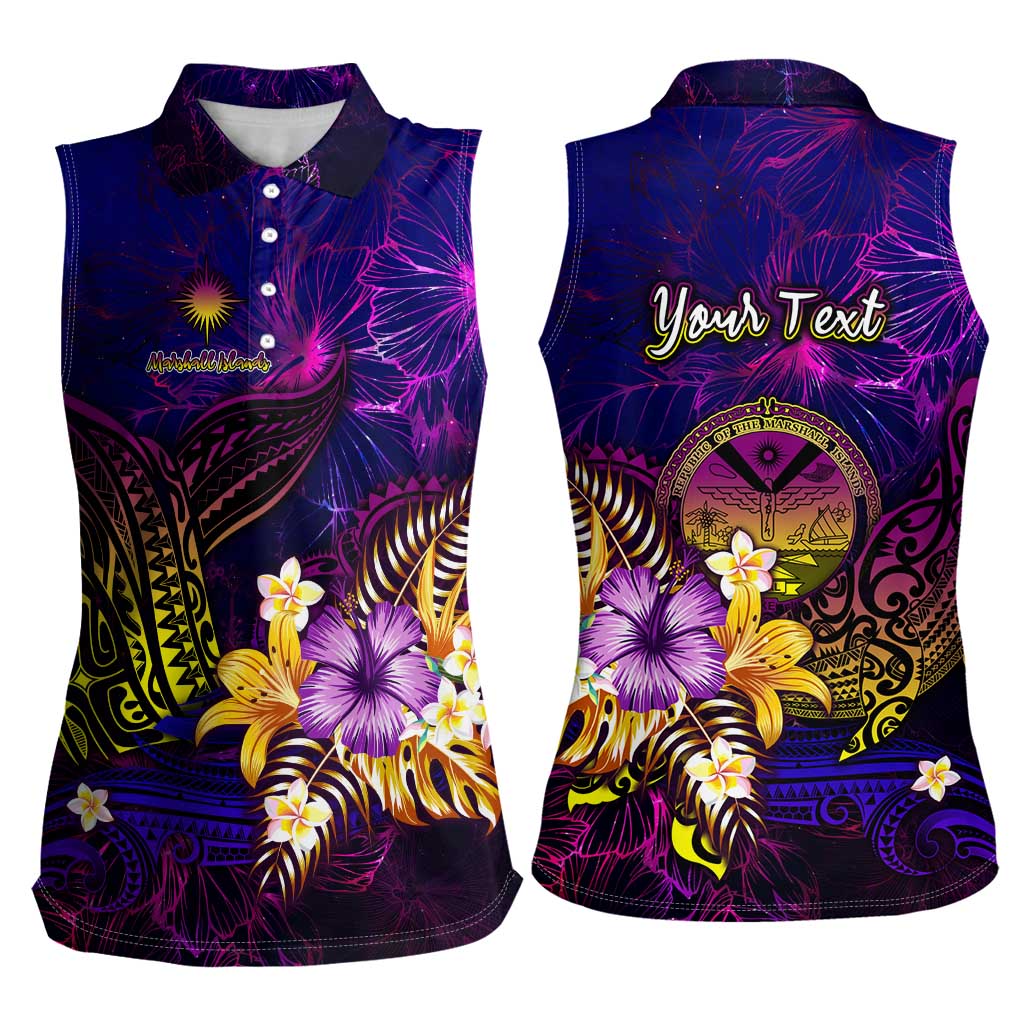 Marshall Islands Women Sleeveless Polo Shirt Whale Hibiscus Polynesian DT02 - Polynesian Pride