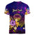 Marshall Islands Women V-Neck T-Shirt Whale Hibiscus Polynesian