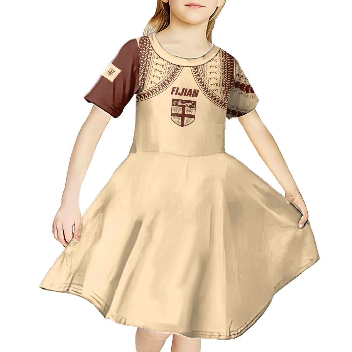 fiji-bula-kid-short-sleeve-dress-tapa-pattern-design