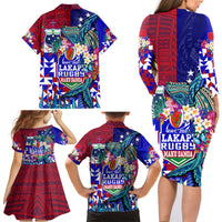 Manu Samoa Rugby 2023 Family Matching Long Sleeve Bodycon Dress and Hawaiian Shirt Humpback Whale Hexagon Tribal Tropical Style DT02 - Polynesian Pride