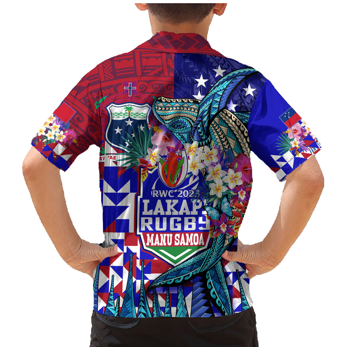 Manu Samoa Rugby 2023 Family Matching Mermaid Dress and Hawaiian Shirt Humpback Whale Hexagon Tribal Tropical Style DT02 - Polynesian Pride