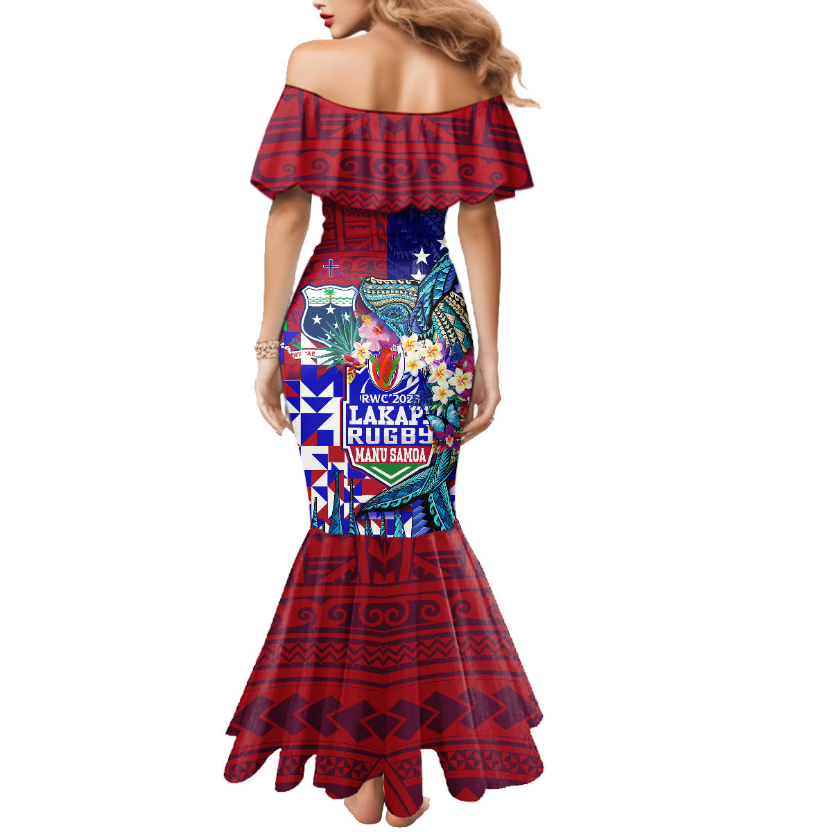 Manu Samoa Rugby 2023 Family Matching Mermaid Dress and Hawaiian Shirt Humpback Whale Hexagon Tribal Tropical Style DT02 - Polynesian Pride