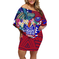 Manu Samoa Rugby 2023 Family Matching Off Shoulder Short Dress and Hawaiian Shirt Humpback Whale Hexagon Tribal Tropical Style DT02 Mom's Dress Blue - Polynesian Pride