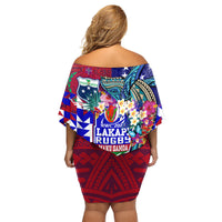 Manu Samoa Rugby 2023 Family Matching Off Shoulder Short Dress and Hawaiian Shirt Humpback Whale Hexagon Tribal Tropical Style DT02 - Polynesian Pride