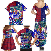 Manu Samoa Rugby 2023 Family Matching Summer Maxi Dress and Hawaiian Shirt Humpback Whale Hexagon Tribal Tropical Style DT02 - Polynesian Pride