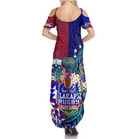Manu Samoa Rugby 2023 Family Matching Summer Maxi Dress and Hawaiian Shirt Humpback Whale Hexagon Tribal Tropical Style DT02 - Polynesian Pride