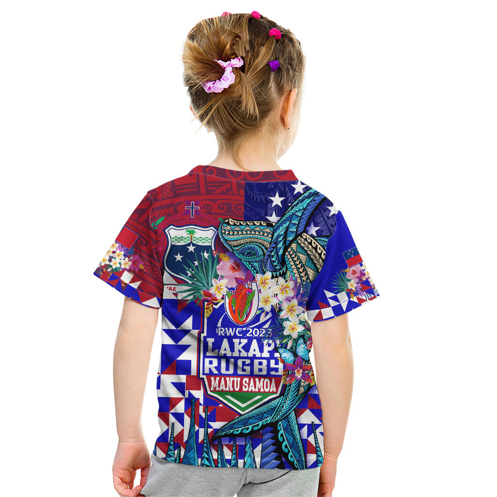 Manu Samoa Rugby 2023 Kid T Shirt Humpback Whale Hexagon Tribal Tropical Style DT02 - Polynesian Pride