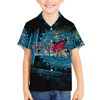 Fiji Rugby Family Matching Long Sleeve Bodycon Dress and Hawaiian Shirt Bring The Heat DT02 Son's Shirt Blue - Polynesian Pride