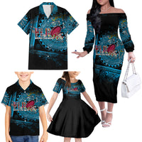 Fiji Rugby Family Matching Off Shoulder Long Sleeve Dress and Hawaiian Shirt Bring The Heat DT02 - Polynesian Pride
