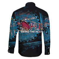 Fiji Rugby Family Matching Off Shoulder Long Sleeve Dress and Hawaiian Shirt Bring The Heat DT02 - Polynesian Pride
