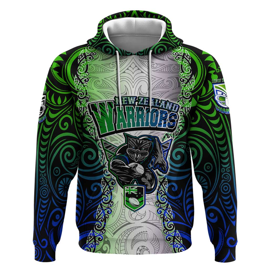 Personalised New Zealand Warriors Hoodie Maori Silver Fern Green DT02 Pullover Hoodie Green - Polynesian Pride