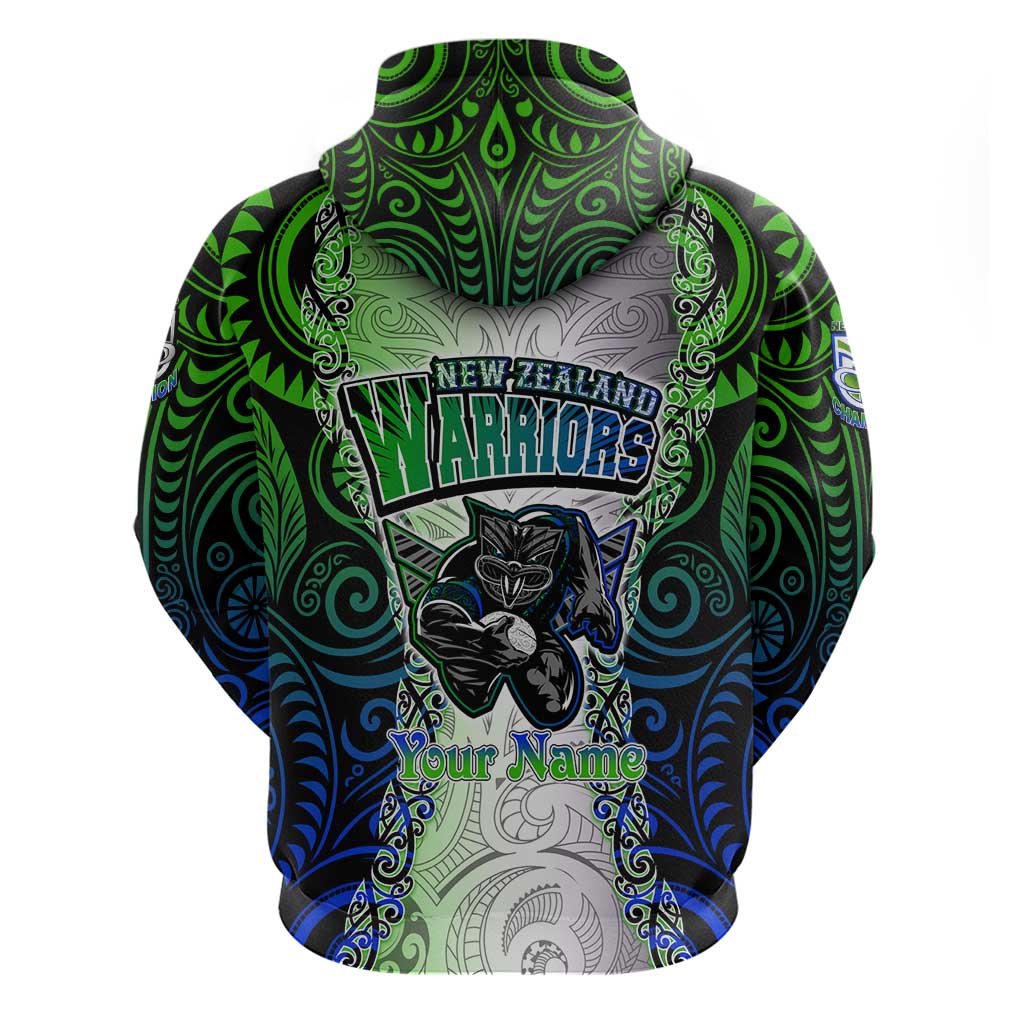Personalised New Zealand Warriors Hoodie Maori Silver Fern Green DT02 - Polynesian Pride