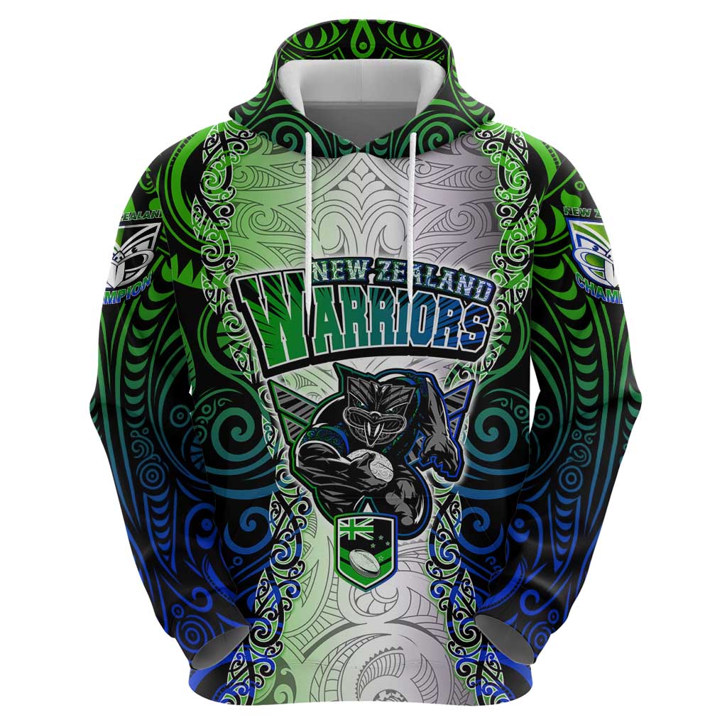 Personalised New Zealand Warriors Hoodie Maori Silver Fern Green DT02 - Polynesian Pride