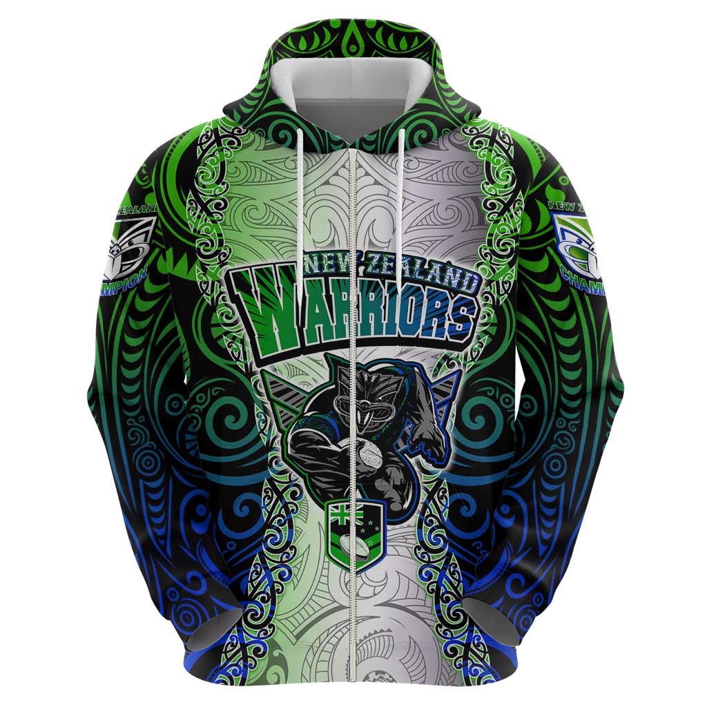 Personalised New Zealand Warriors Hoodie Maori Silver Fern Green DT02 - Polynesian Pride