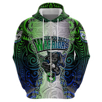 Personalised New Zealand Warriors Hoodie Maori Silver Fern Green DT02 - Polynesian Pride