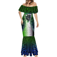 Personalised New Zealand Warriors Mermaid Dress Maori Silver Fern Green DT02 - Polynesian Pride
