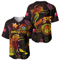 Wallis and Futuna Baseball Jersey Octopus Plumeria Polynesian Tattoo