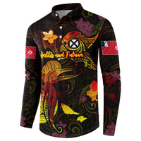 Wallis and Futuna Button Sweatshirt Octopus Plumeria Polynesian Tattoo
