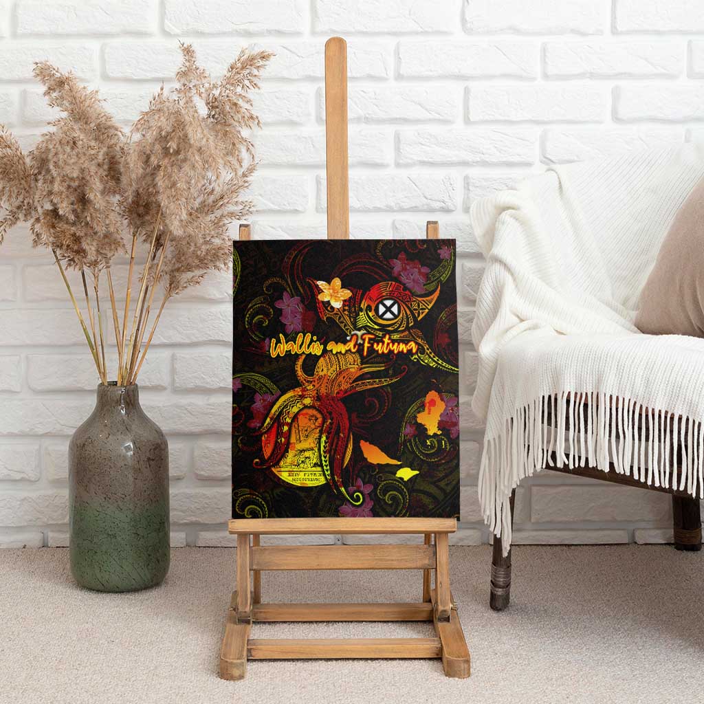 Wallis and Futuna Canvas Wall Art Octopus Plumeria Polynesian Tattoo