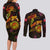 Wallis and Futuna Couples Matching Long Sleeve Bodycon Dress and Long Sleeve Button Shirt Octopus Plumeria Polynesian Tattoo