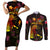 Wallis and Futuna Couples Matching Short Sleeve Bodycon Dress and Long Sleeve Button Shirt Octopus Plumeria Polynesian Tattoo