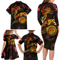 Wallis and Futuna Family Matching Long Sleeve Bodycon Dress and Hawaiian Shirt Octopus Plumeria Polynesian Tattoo DT02 - Polynesian Pride