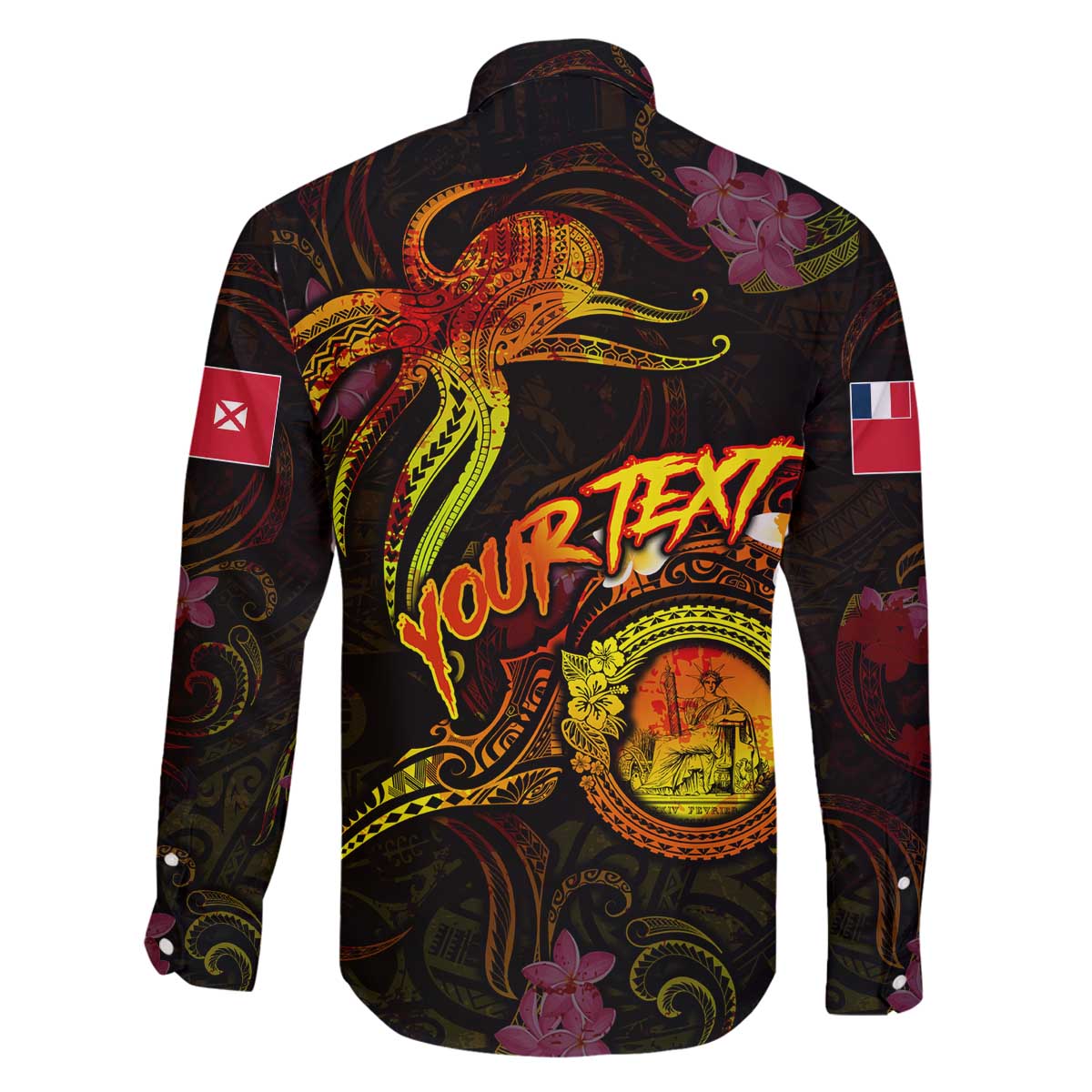 Wallis and Futuna Family Matching Off The Shoulder Long Sleeve Dress and Hawaiian Shirt Octopus Plumeria Polynesian Tattoo DT02 - Polynesian Pride