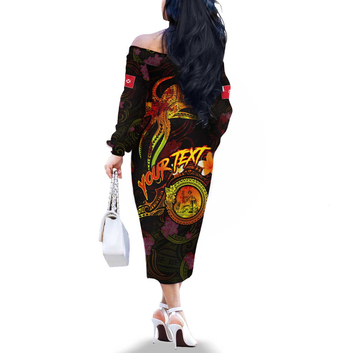 Wallis and Futuna Family Matching Off The Shoulder Long Sleeve Dress and Hawaiian Shirt Octopus Plumeria Polynesian Tattoo DT02 - Polynesian Pride