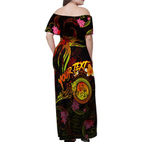 Wallis and Futuna Family Matching Off Shoulder Maxi Dress and Hawaiian Shirt Octopus Plumeria Polynesian Tattoo DT02 - Polynesian Pride