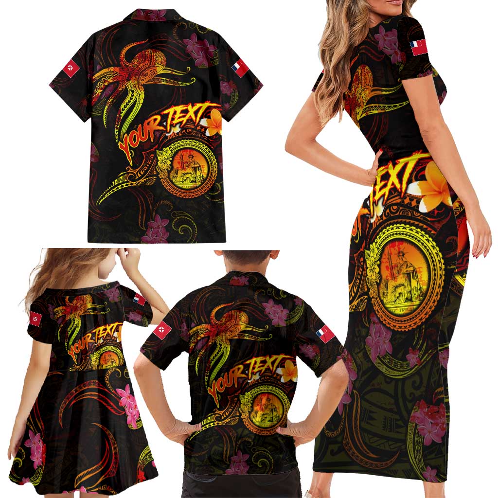 Wallis and Futuna Family Matching Short Sleeve Bodycon Dress and Hawaiian Shirt Octopus Plumeria Polynesian Tattoo DT02 - Polynesian Pride