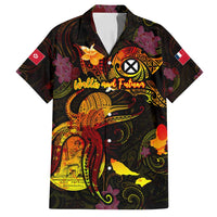 Wallis and Futuna Family Matching Tank Maxi Dress and Hawaiian Shirt Octopus Plumeria Polynesian Tattoo DT02 Dad's Shirt - Short Sleeve Black - Polynesian Pride