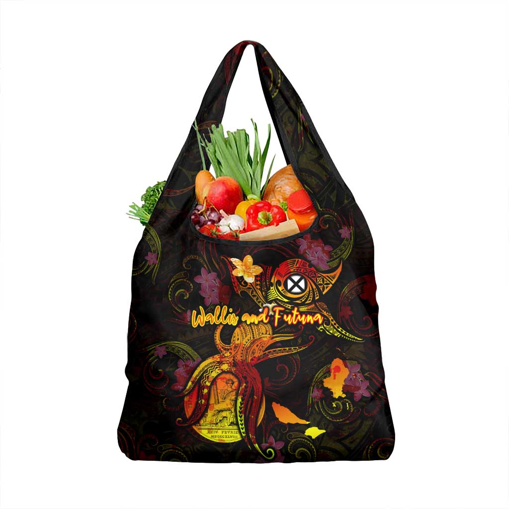 Wallis and Futuna Grocery Bag Octopus Plumeria Polynesian Tattoo