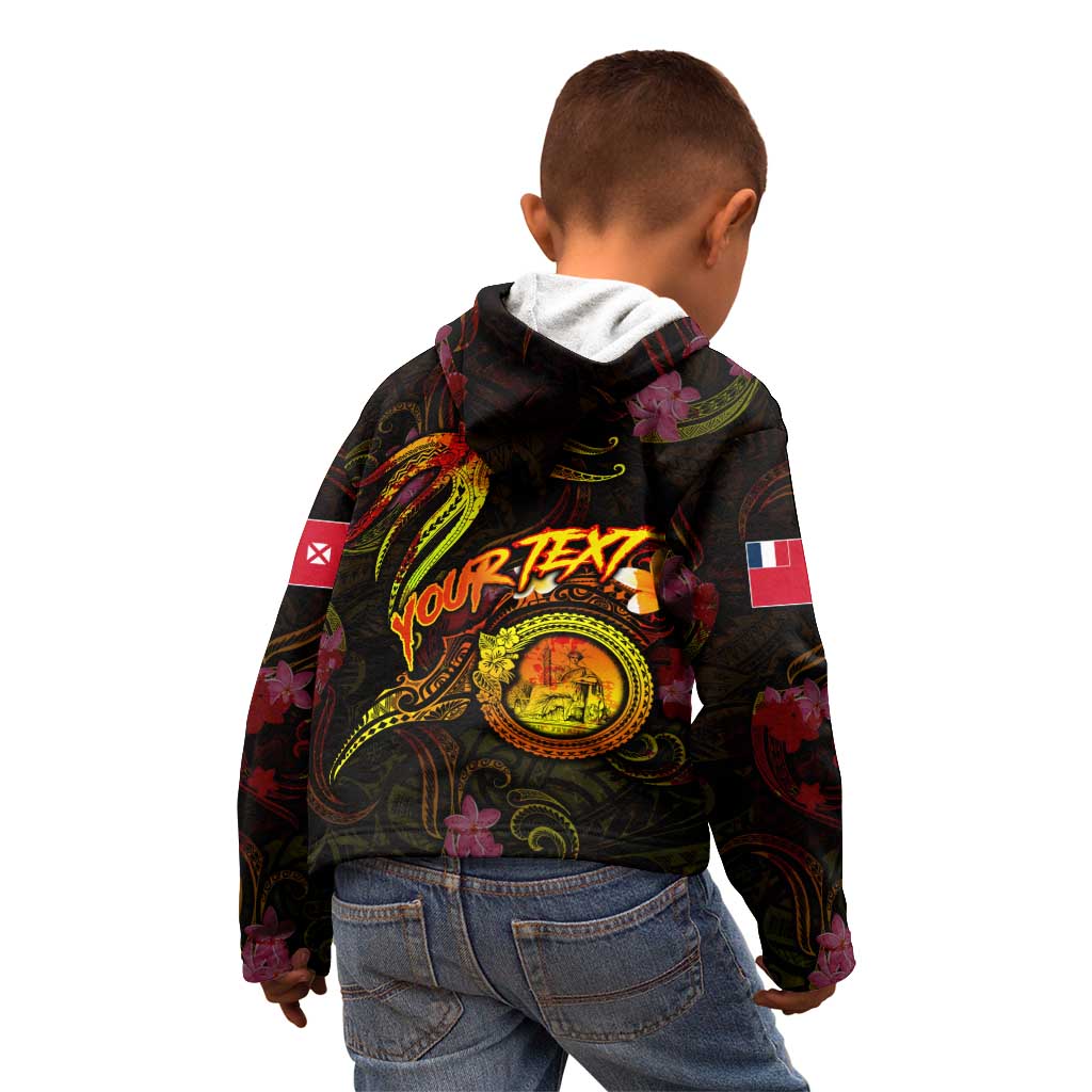 Wallis and Futuna Kid Hoodie Octopus Plumeria Polynesian Tattoo