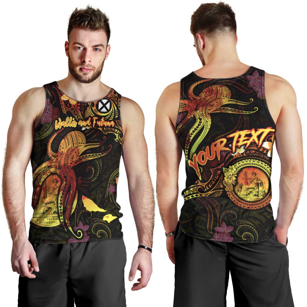 Wallis and Futuna Men Tank Top Octopus Plumeria Polynesian Tattoo