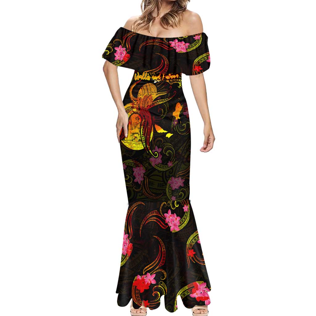 Wallis and Futuna Mermaid Dress Octopus Plumeria Polynesian Tattoo