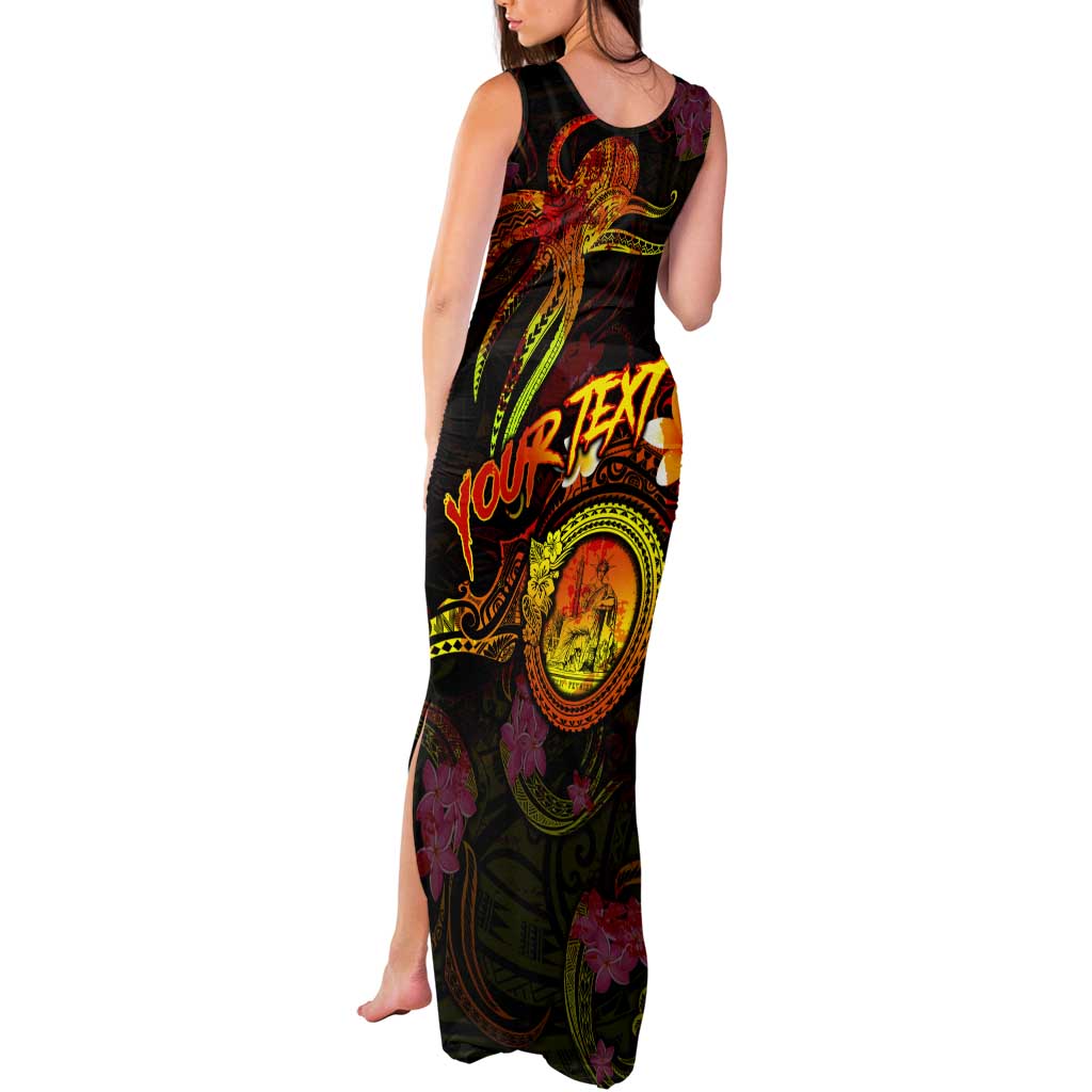 Wallis and Futuna Tank Maxi Dress Octopus Plumeria Polynesian Tattoo