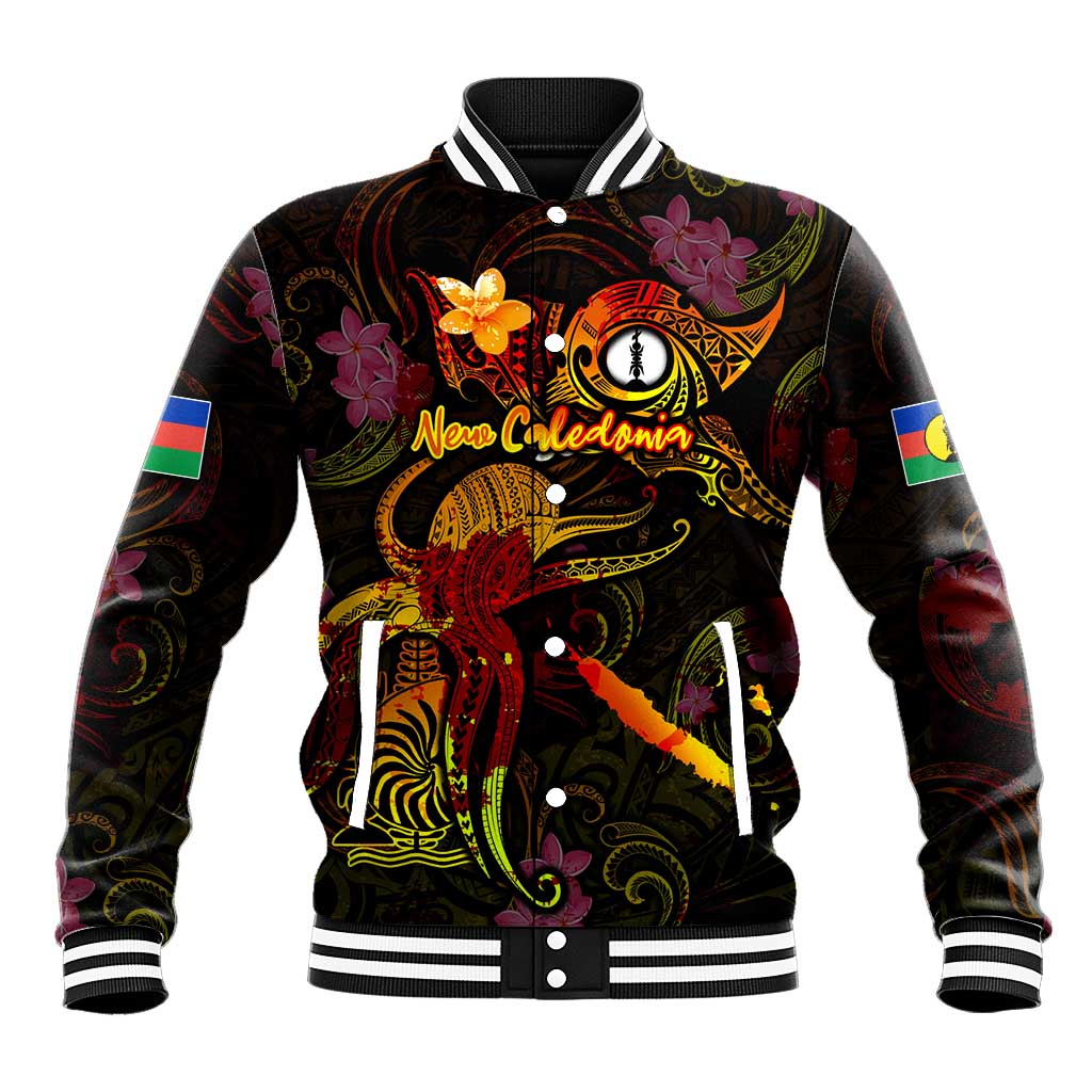 New Caledonia Baseball Jacket Octopus Plumeria Polynesian Tattoo