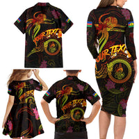 New Caledonia Family Matching Long Sleeve Bodycon Dress and Hawaiian Shirt Octopus Plumeria Polynesian Tattoo DT02 - Polynesian Pride