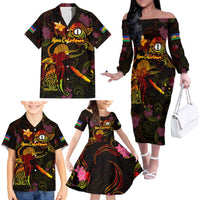 New Caledonia Family Matching Off The Shoulder Long Sleeve Dress and Hawaiian Shirt Octopus Plumeria Polynesian Tattoo DT02 - Polynesian Pride