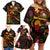 New Caledonia Family Matching Off Shoulder Short Dress and Hawaiian Shirt Octopus Plumeria Polynesian Tattoo